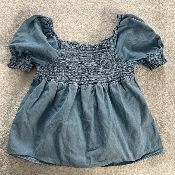 Jean Top, Puff Shoulders. Babydoll Fit. Sz 6/6x - Picture 1 of 2